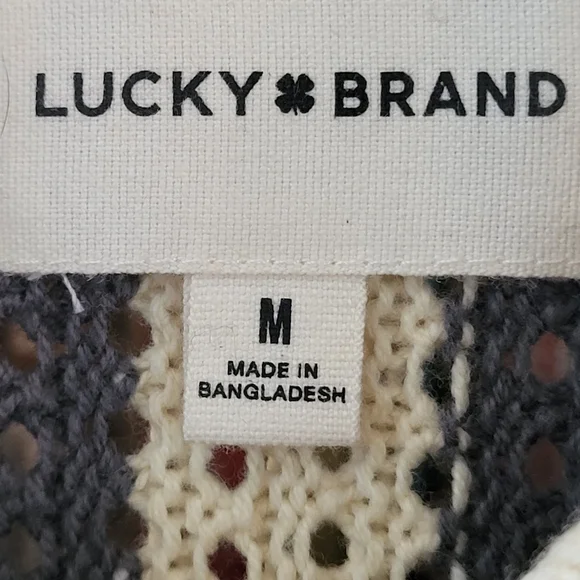 NWT Lucky Brand Men's Stripe Button Through Sweater In Whitecap Gray - Size M - Picture 6 of 11